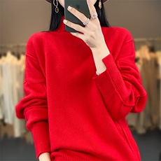 女士秋冬季新款七针加厚小翻领羊毛衫，女装羊毛衫，奢优羊绒