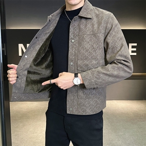 男士皮衣加绒加厚秋冬季2025新款痞帅潮牌皮夹克 A313-K9935-P155图片