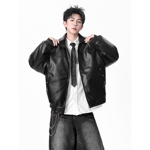 405A 美式复古翻领荔枝皮铆钉设计机车棉服 MY25887-特批100控168图片