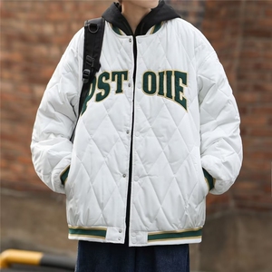 菱形格棉服男冬季加厚潮流痞帅外套棉衣棒球服1383-P75图片