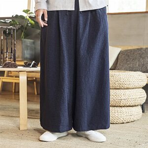 20秋季新款宽松剪裁中国风松皮纹透气亚麻裤男款舒适麻裤 D268P75图片