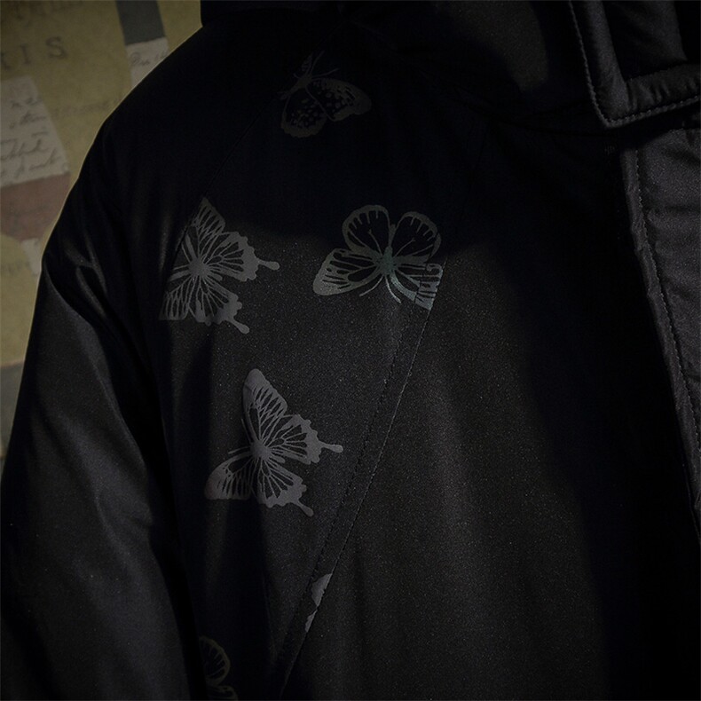 网格反光蝴蝶印花棉服男冬季大口袋棉衣外套A090-MY76P125限158,男装棉衣,电商A089-1