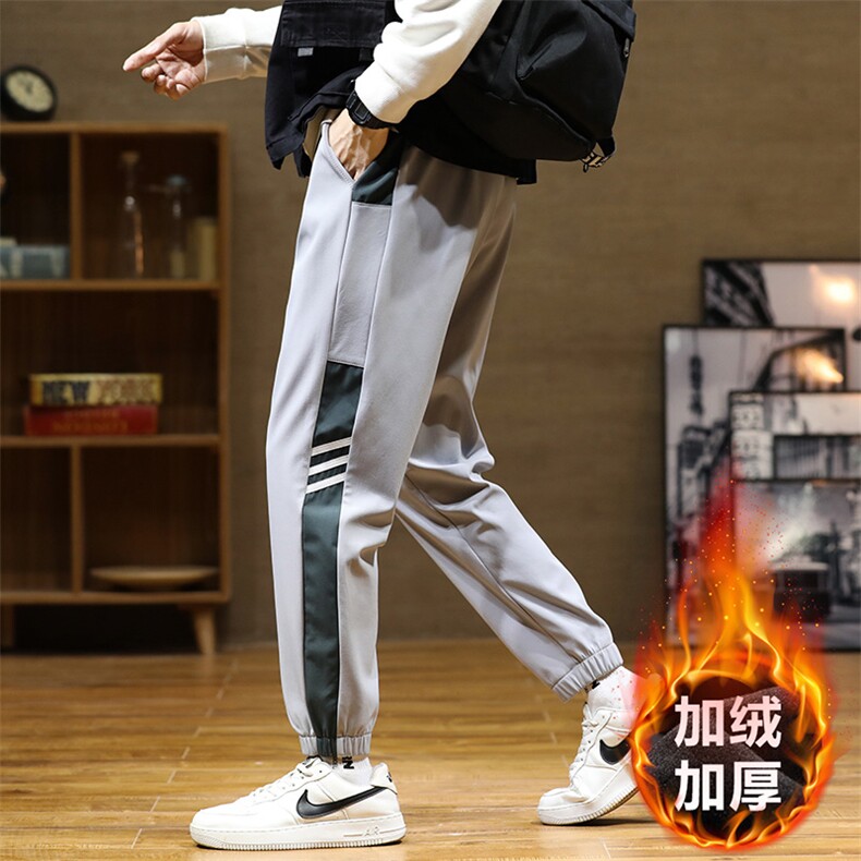 秋冬新款梭织男裤百搭设计感加绒港风休闲裤束脚裤K227H-P45图片