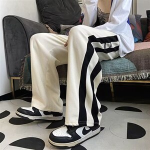 华夫格裤子男高街潮牌直筒裤港风宽松阔腿裤百搭休闲裤AK692-P38图片