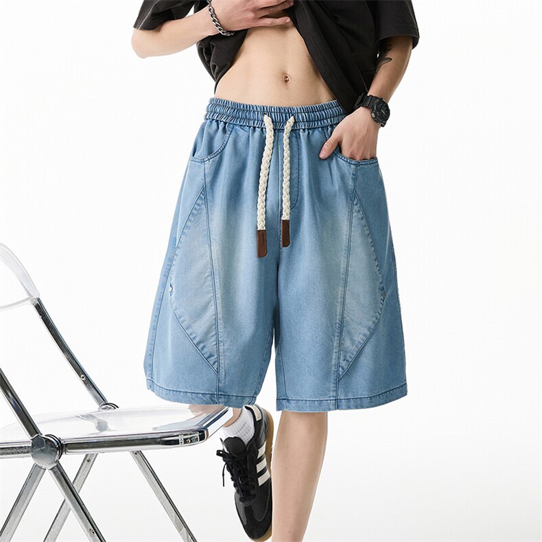 M-8XL夏季宽松大码牛仔工装短裤五分裤XZ109-K2302-TP45,男装牛仔裤,星座109