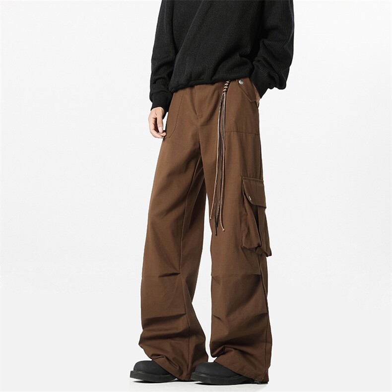 wassuphappy美式工装裤子男春秋季复古多口袋阔腿裤直筒休闲长裤，男装工装外套，电商B258