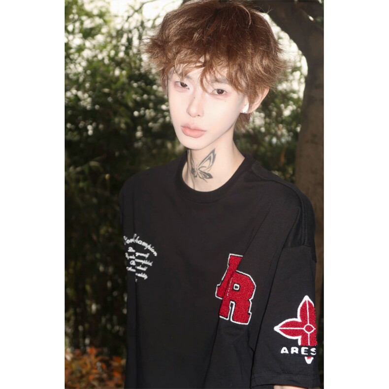 【有货】BK904CC-特P35美式重工刺绣短袖T恤男女,男装T恤,星座1007（原301D）