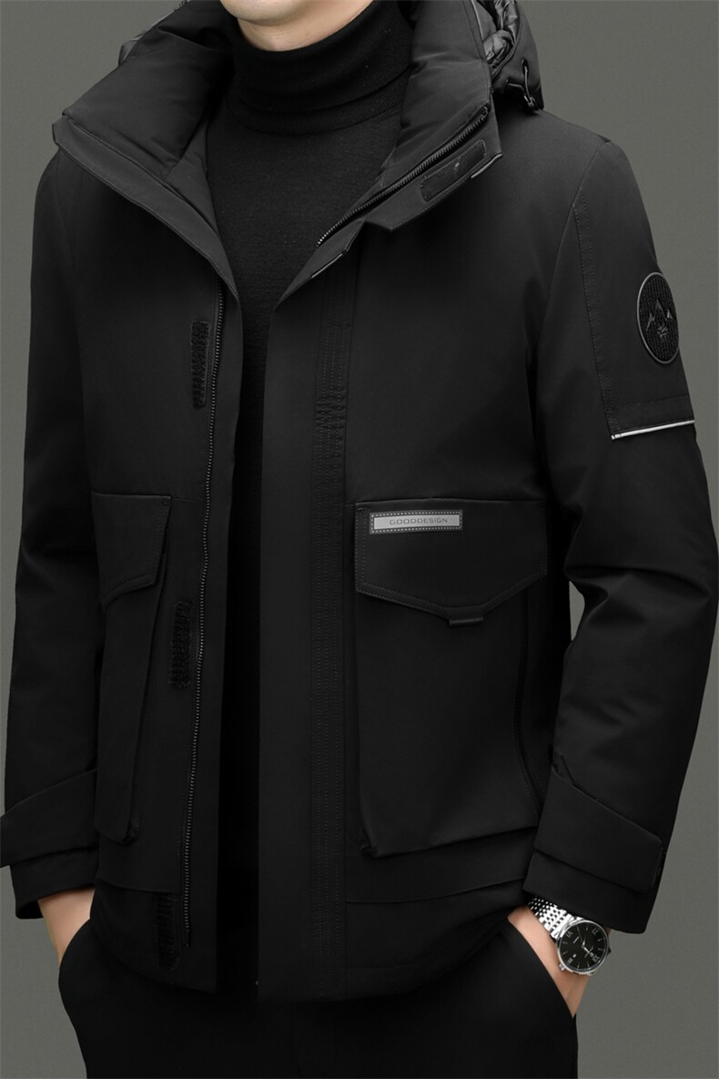 XL-R89616新款冬季男士白鸭绒羽绒服连帽保暖外套修身风衣大衣,男装风衣,电商B360
