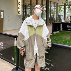 时尚连帽防晒套装男夏季运动风拼色防晒衣夹克XZ514-2-1607-P98，男装防晒衣，星座514-2(原B239)
