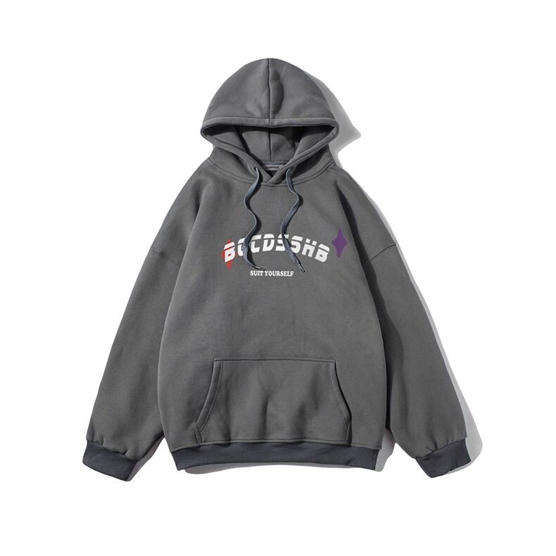 白底新款秋季时尚百搭宽松字母印花潮流连帽卫衣W1028P40控58,男装卫衣,电商A247-1