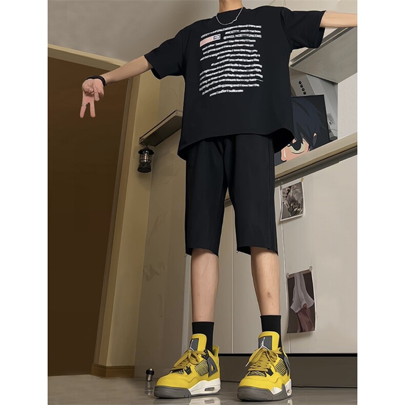 现货 夏季黄泥色牛仔毛边短裤美式宽松五分中裤男 K5811-P35 控58图片