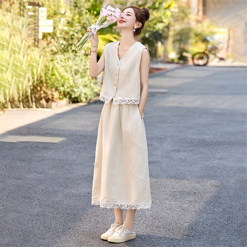 两件套连衣裙穿搭女2025中长款法式高级感套装时尚感轻奢大摆裙子,女装套装/套裙,依多米