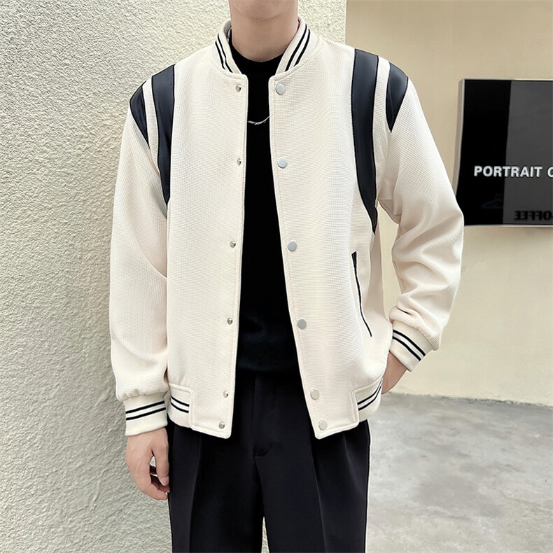 社会小伙春秋季撞色棒球服长袖个性夹克外套上衣男JK111-P100,男装夹克,电商A413