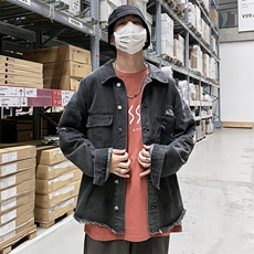 20港风秋冬款男破洞牛仔夹克工装中长款流苏休闲外套JK005P78，男装夹克，星座1013-1