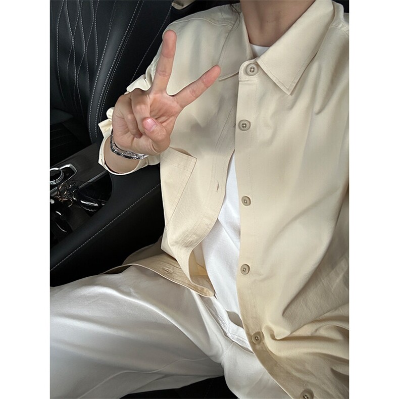 100%棉纯棉衬衫成衣水洗休闲衬衫男女宽松纯色衬衣GC27-P45,男装衬衫,星座301C-5