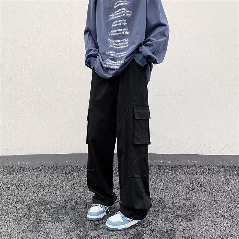 2023港风文艺直筒休闲裤男春秋宽松潮流工装裤,男装休闲裤,星座716-4