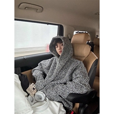 连帽卫衣男女秋冬小香风编织外套潮牌复古上衣WLA288-P45加绒56，女装短外套，星座1008