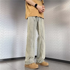 美式高街做旧复古水洗牛仔裤男女直筒显瘦宽松vibe长裤NT166-P45，男装牛仔裤，星座1008