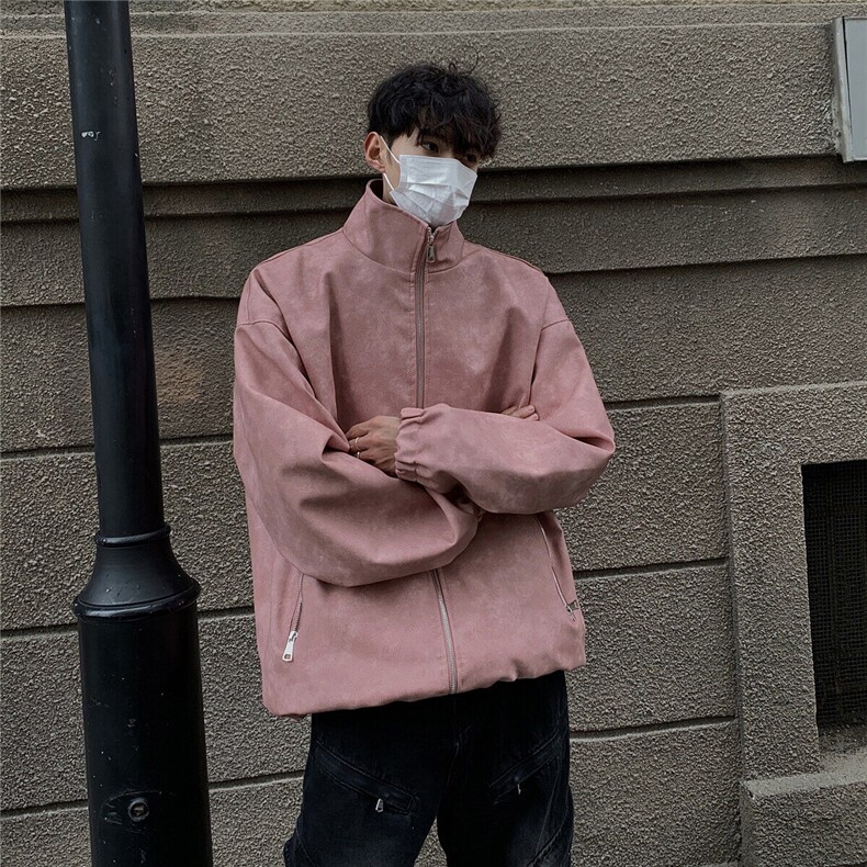 1美式复古做旧双拉链大口袋PU皮大码M-5XL夹克男JK77777P95控128,男装夹克,星座226-2