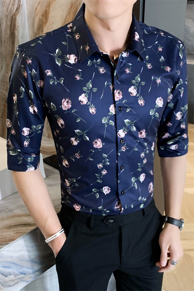 312A-101-P552025新款韩版修身帅气花衬衫英伦时尚男士衬衣B,男装衬衫,星座312A-5