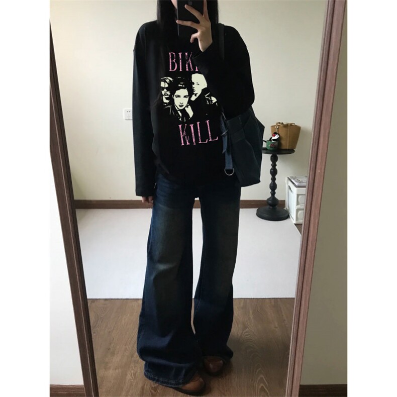 网图现货复古印花圆领长袖T恤潮打底衫男女可CT813-P29有大码,男装T恤,电商C310
