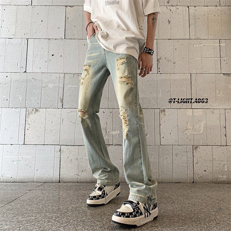 夏季美式高街ins小众破洞牛仔裤货号K755P6588,男装牛仔裤,电商A063