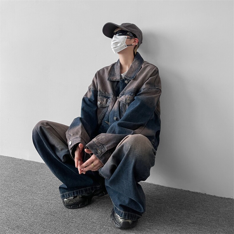 美式潮牌复古牛仔套装做旧水洗夹克男百搭情侣牛仔外套TZ12-p119,男装工装外套,星座1008-1