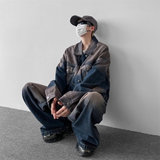 美式潮牌复古牛仔套装做旧水洗夹克男百搭情侣牛仔外套TZ12-p119，男装工装外套，星座1008-1