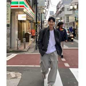 春季新款帅气衬衫男长袖韩版潮流宽松休闲衬衣高级感824P45图片