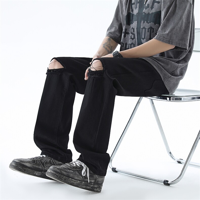 现货抖音品质破洞牛仔裤男小脚B342-K7040-特P45,男装牛仔裤,电商B342