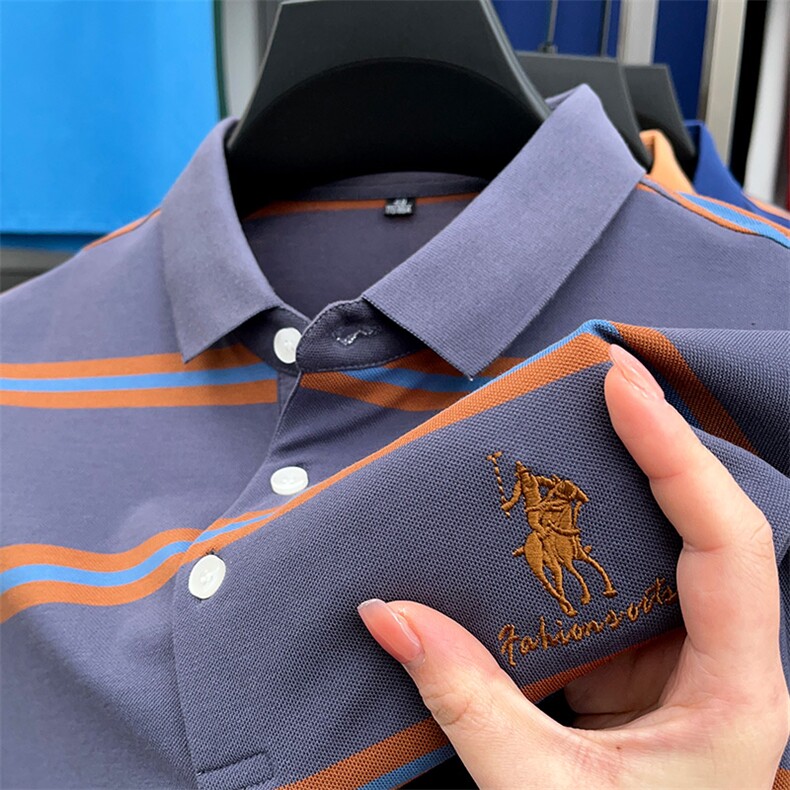 2023夏季新款短袖T恤保罗polo衫中年商务休闲男装半袖翻领男薄款,男装Polo衫,电商B212（原钱塘6029）