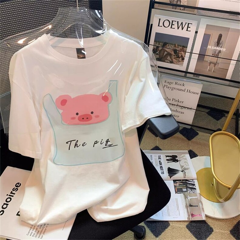 T0644-P25纯棉卡通猪猪印花短袖学院风学生上衣宽松,男装T恤,星座617A-2
