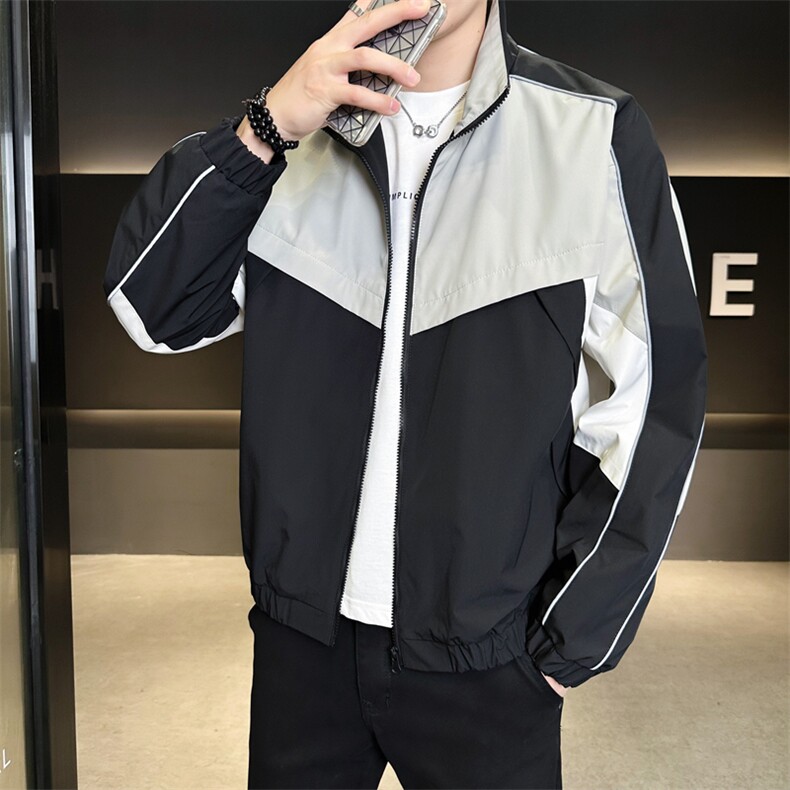 复古撞色拼接立领冲锋衣外套男开衫外套夹克棒球服JK01577-P68,男装夹克,星座308B-2