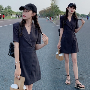 2023年夏季短袖西装连衣裙显瘦别致西装裙图片