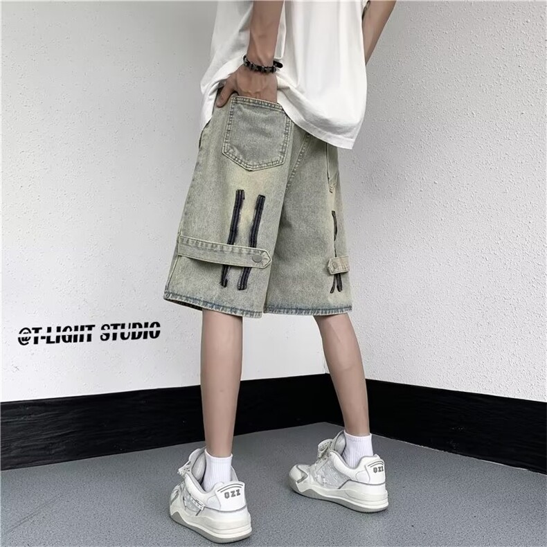 直筒潮夏季纽扣水洗新款青春流行气质文艺牛仔裤五分裤TG09P36，男装牛仔裤，星座1116-2