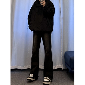 美式hiphop牛仔裤修身直筒微喇叭裤 加绒-P65图片