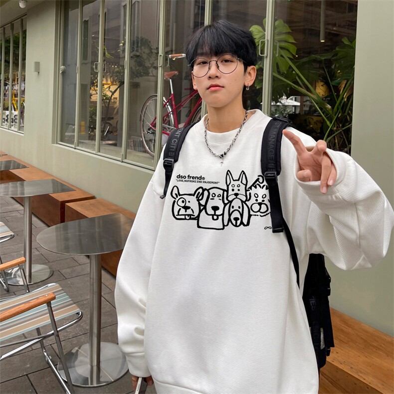 华夫格！华夫格上衣男圆领华夫格卫衣男大码长袖t恤男HY232-特P23,男装T恤,电商B367