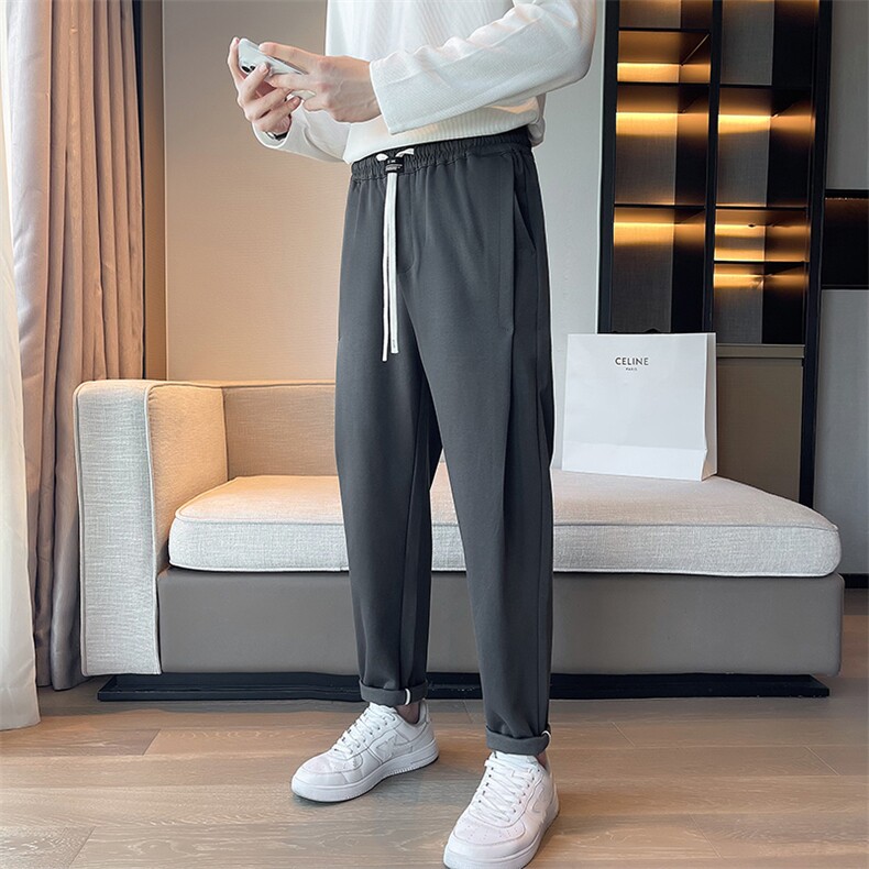 秋季男生直筒宽松垂感运动裤系带轻熟风 K8668-P65图片