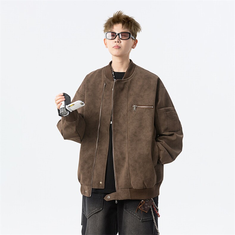 现货三防春秋款男士皮夹克外套皮衣咖啡色JK309P80，男装夹克，星座1904A-1