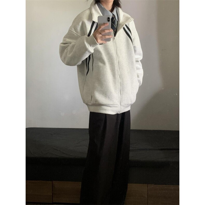 【有货】cleanfit花灰色卫衣男春秋高级感痞帅开衫外套H637HH-P65,男装卫衣,星座1007（原301D）