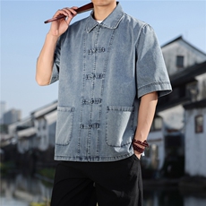 2026夏季新款风休闲宽松大码牛仔T恤CS2604，男装T恤，电商A008