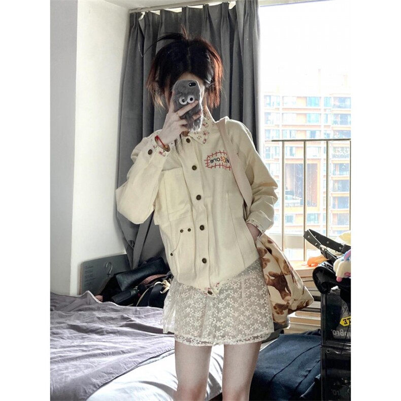 【有货】碎花领拼接外套男女同款春秋情侣工装夹克K95CC-特P60,男装夹克,星座1007（原301D）