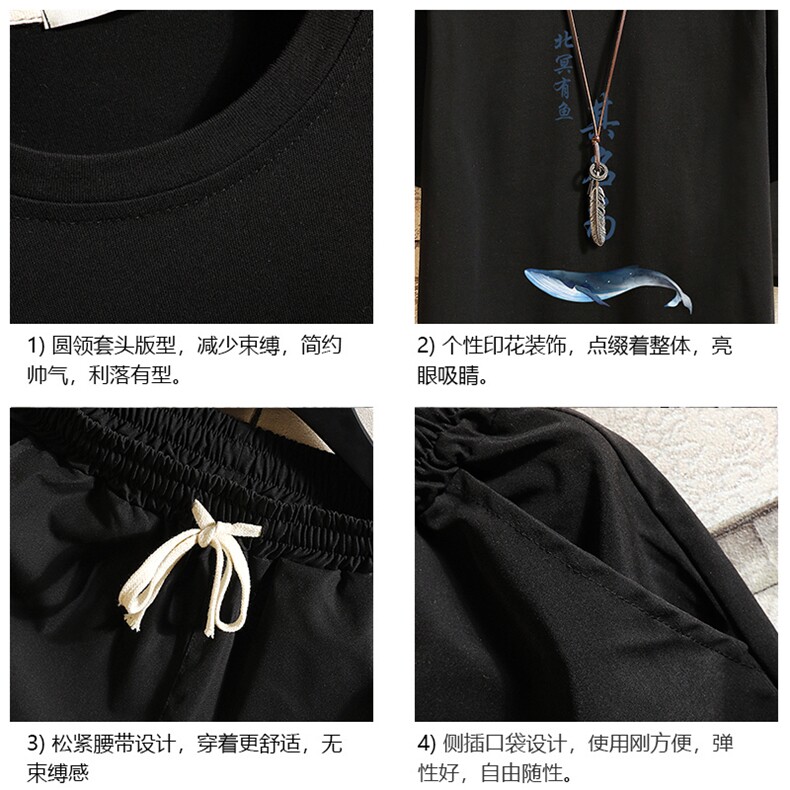 TD56261-P35短袖t恤套装男短裤两件套男装搭配一套帅气砖墙,男装T恤,电商A040A