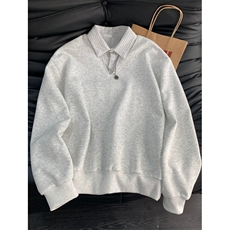 假两件条纹翻领卫衣学院风百搭时尚加绒男女设计感上衣W208，男装卫衣，星座1116A（原606A-3）