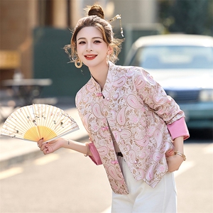 新中式国风小个子提花短款外套女2025春秋新款洋气小香风唐装上衣图片