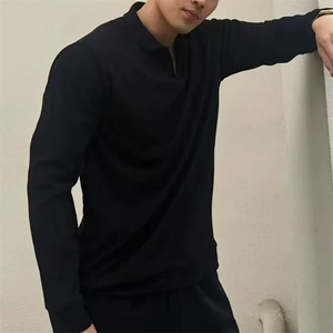 抖音品质海鸥领POLO长袖T恤弹力轻薄针织弹力上衣T500/特P40图片