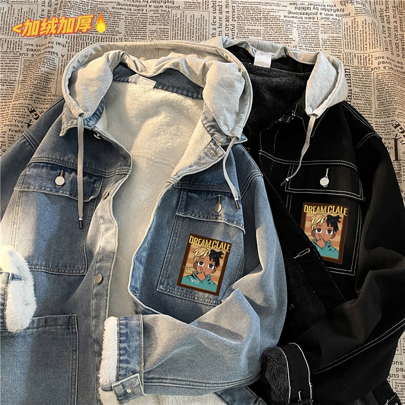 JK3009J-P95-限价138M-5XL羊羔绒加绒牛子夹克外套牛仔棉服大码,男装夹克,星座116