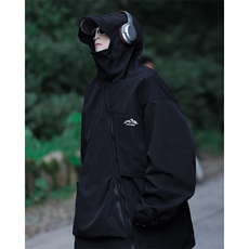 机能斜链接运动夹克美式户外登山服连帽冲锋衣外套男女W7898-P66，男装夹克，星座512-4