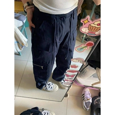AK2369-P45美式复古高街工装裤抽绳高腰直筒休闲裤，女装休闲裤，星座617A-2