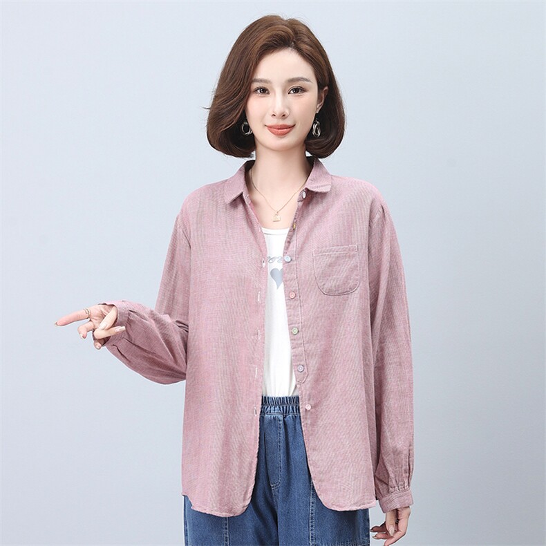 时尚宽松显瘦女装衬衫优雅气质长袖上衣多彩纽扣设计,女装衬衫,叶笙衣